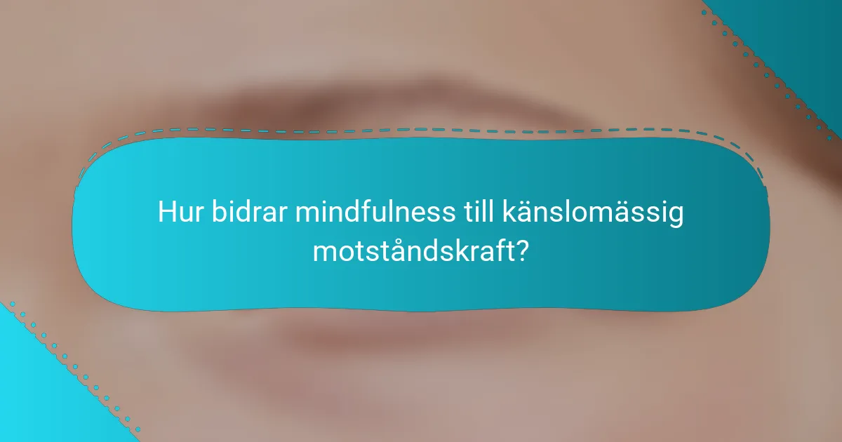 Hur bidrar mindfulness till känslomässig motståndskraft?