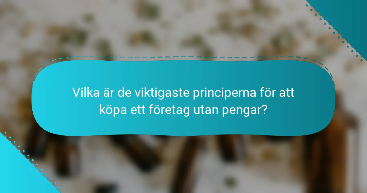 Vilka är de viktigaste principerna för att köpa ett företag utan pengar?